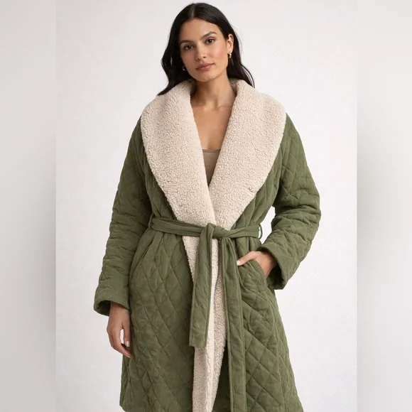 Heartloom coat, XS Olive and cream. - Picture 1 of 13